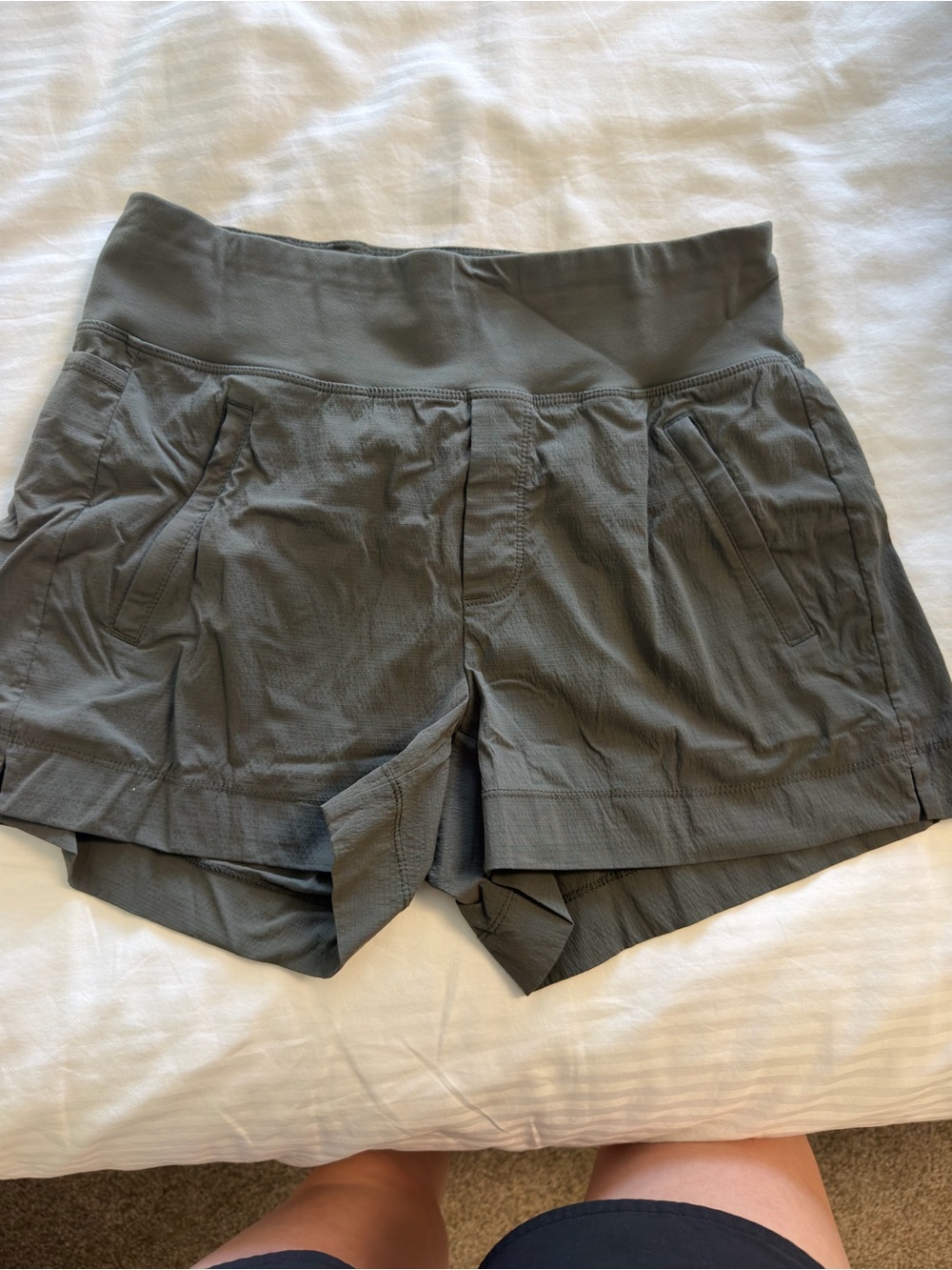 Athleta Olive Athletic Fold-Over Waist Shorts
